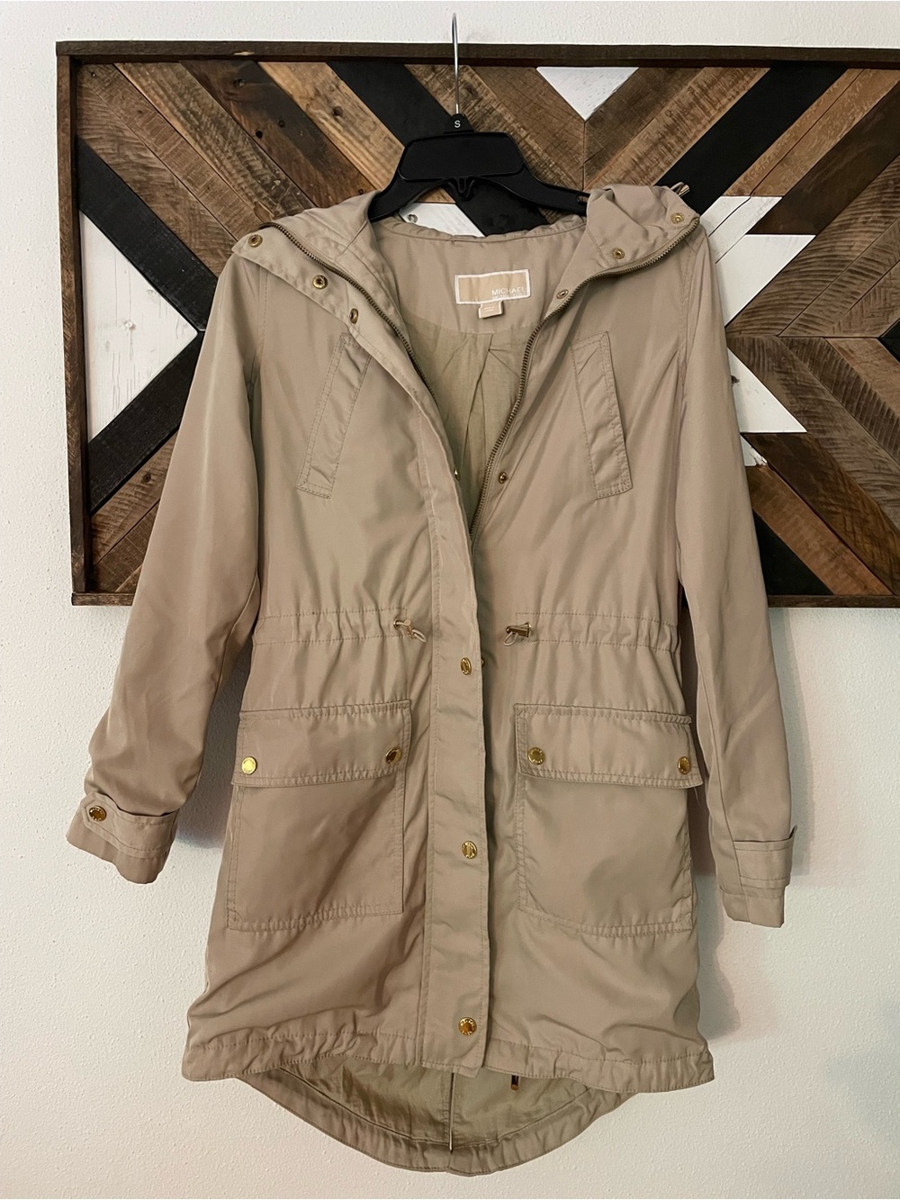 MICHAEL Michael Kors Beige Hooded Trench Coat